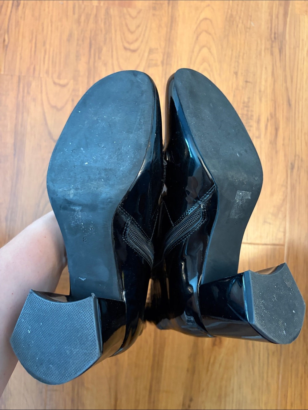 Jeffrey Campbell Women’s Black Patent Leather Slip On Booties with Buckle,size 8 - Picture 3 of 10